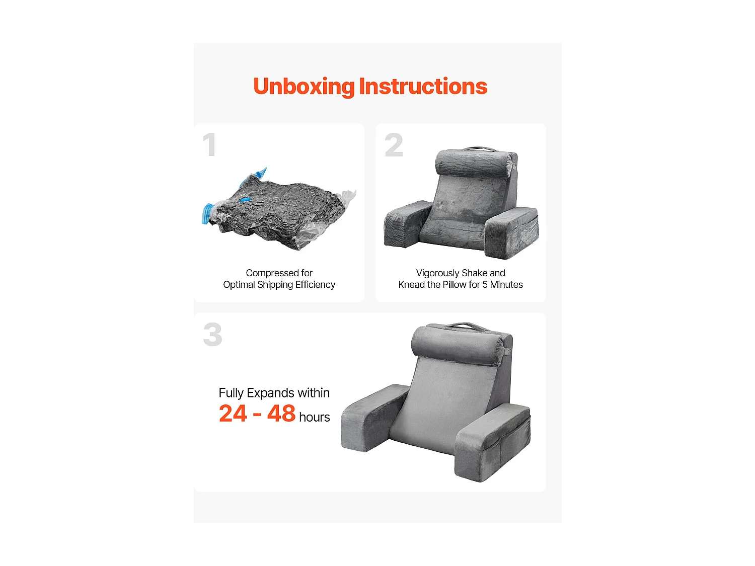 Coussin de Lecture SucceBuy avec Accoudoirs et Poches, Oreiller de Lit avec Appui-Tête Amovible et Mousse 25D, Poignée Pratique pour un Transport Aisé