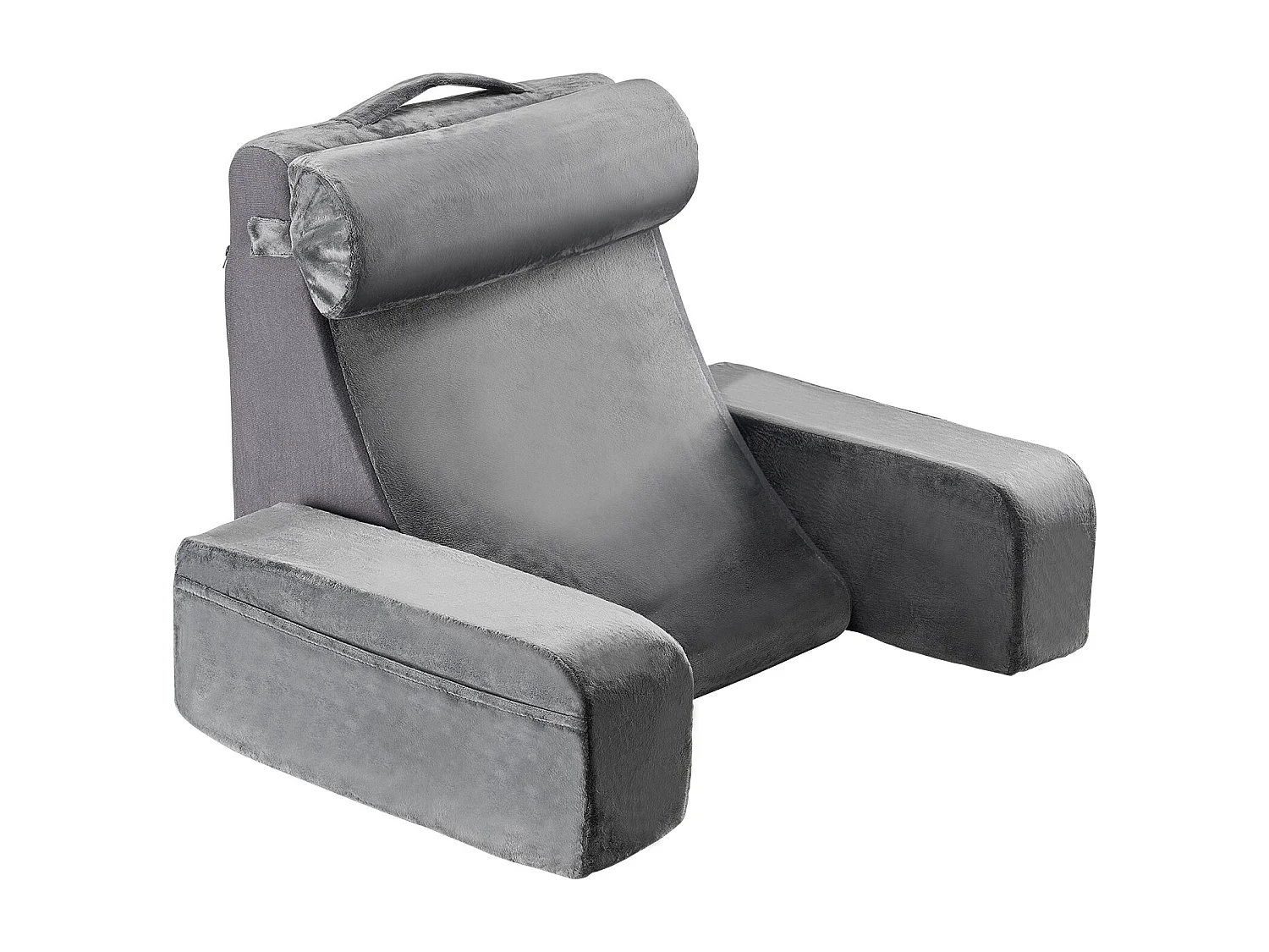 Coussin de Lecture SucceBuy avec Accoudoirs et Poches, Oreiller de Lit avec Appui-Tête Amovible et Mousse 25D, Poignée Pratique pour un Transport Aisé