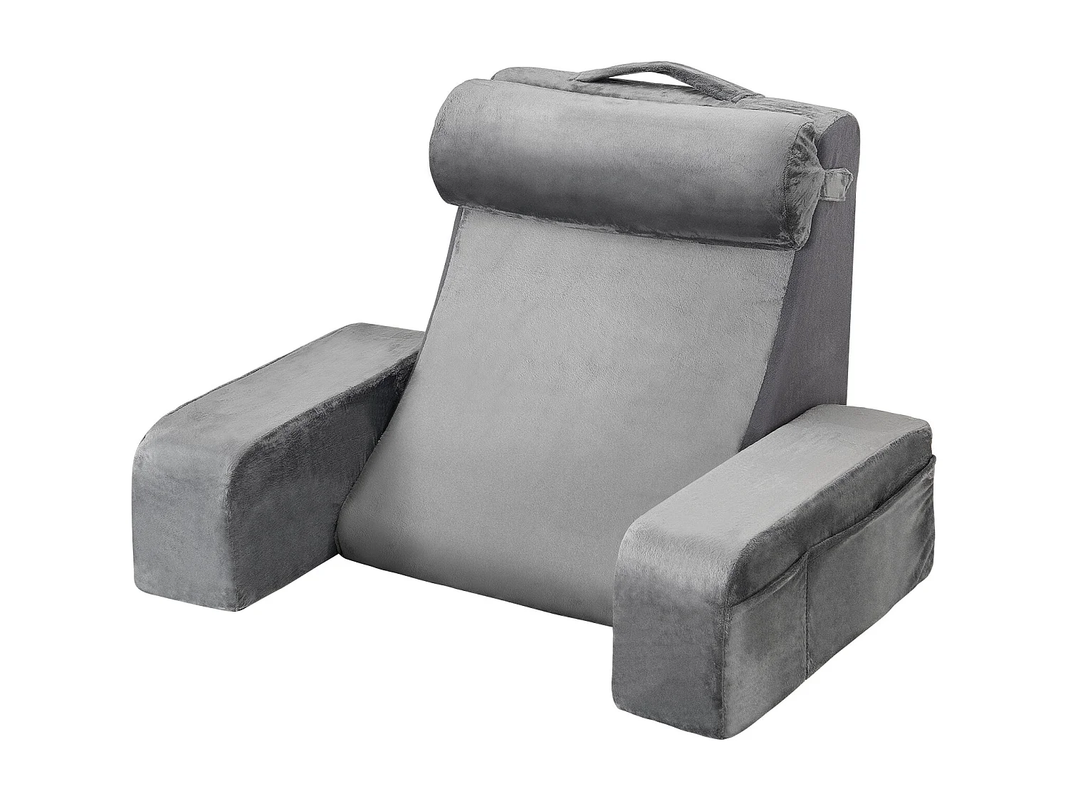 Coussin de Lecture SucceBuy avec Accoudoirs et Poches, Oreiller de Lit avec Appui-Tête Amovible et Mousse 25D, Poignée Pratique pour un Transport Aisé