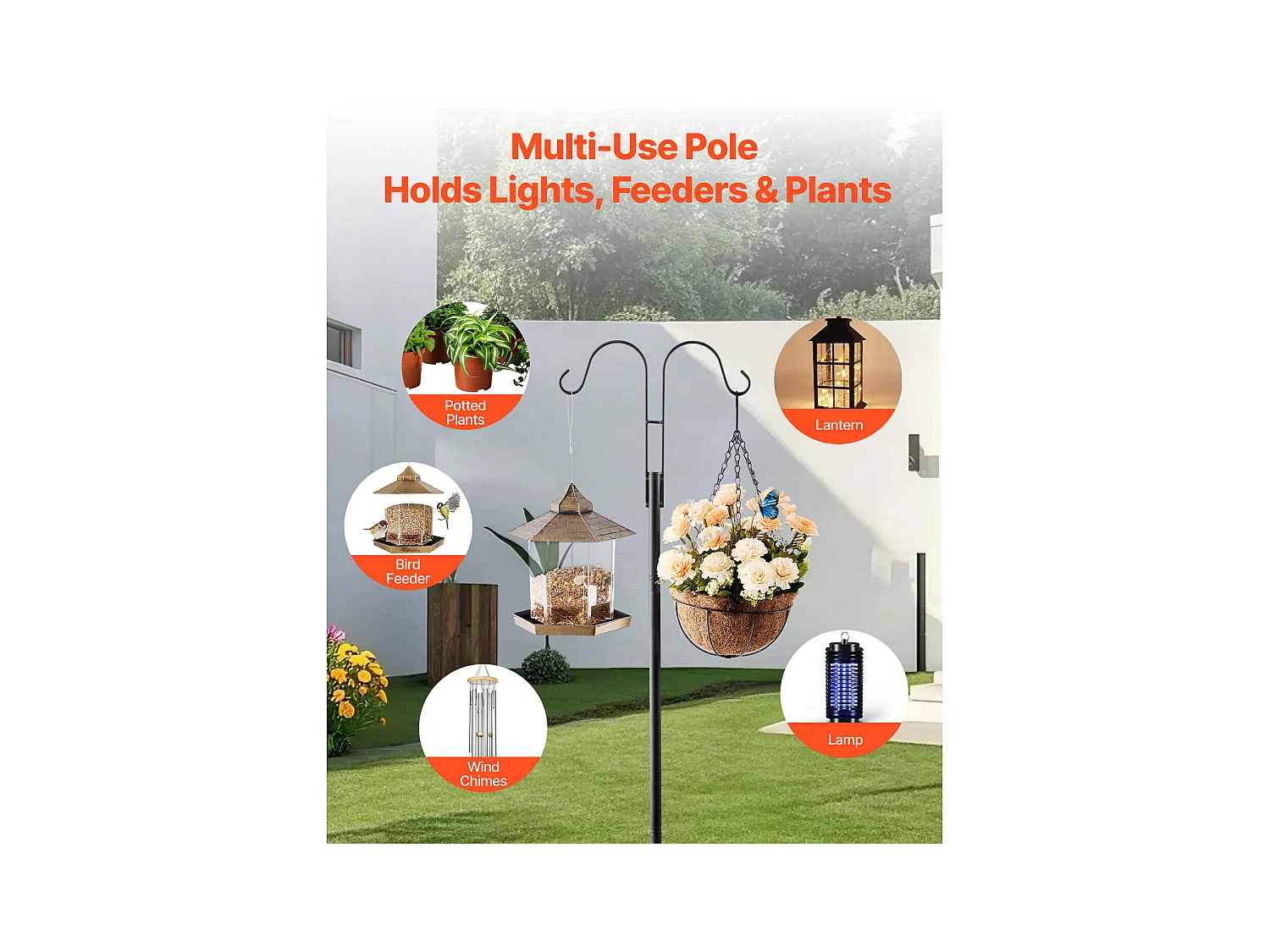 Crochets de Berger SucceBuy, Lot de 8, Crochets de Berger 234.5 cm, Crochet Double pour Lanterne de Jardin, Crochets de 1,9 cm D'Épaisseur