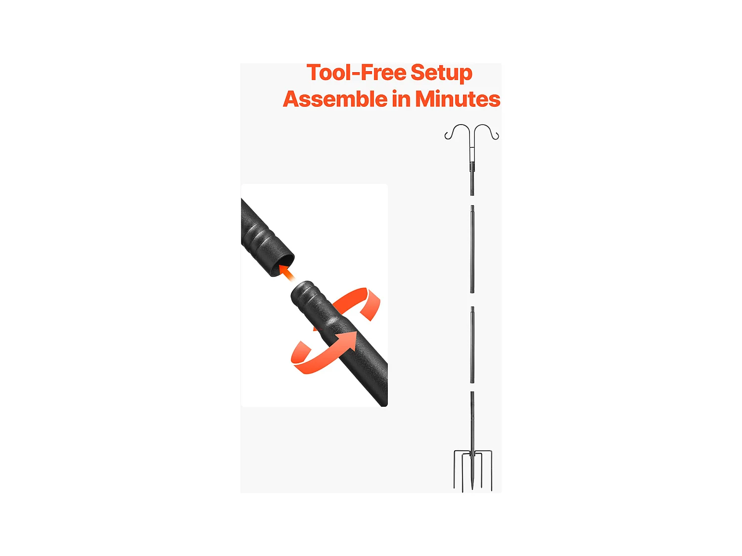 Crochets de Berger SucceBuy, Lot de 8, Crochets de Berger 234.5 cm, Crochet Double pour Lanterne de Jardin, Crochets de 1,9 cm D'Épaisseur