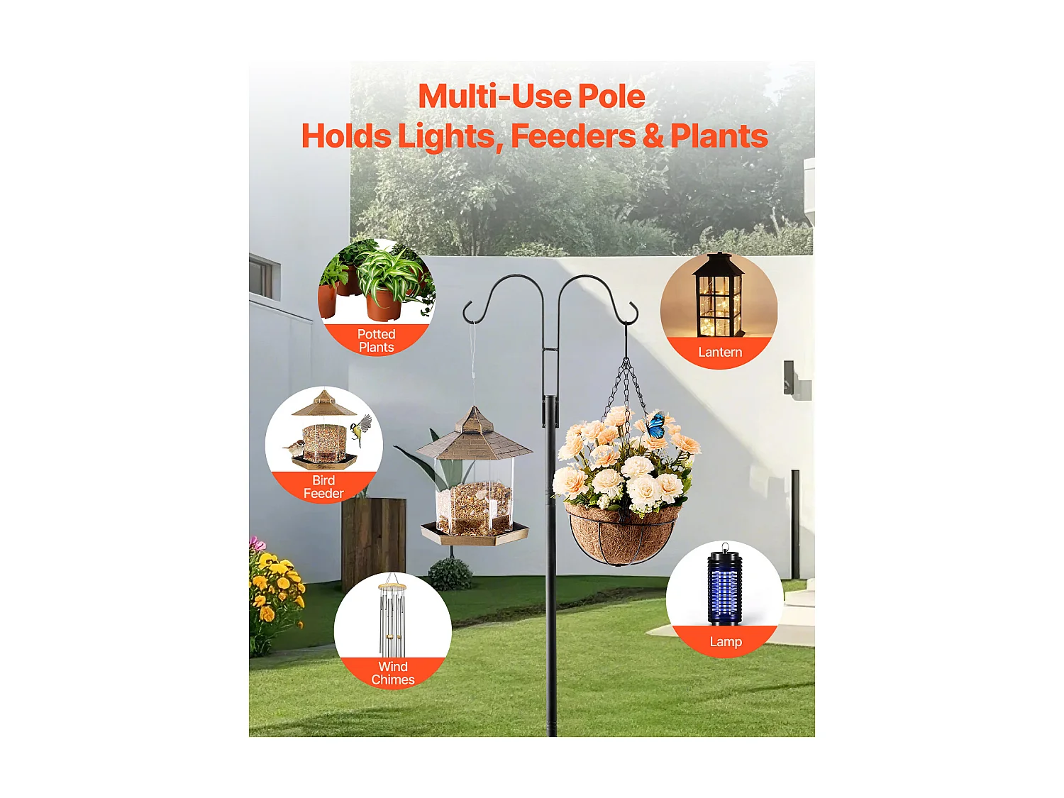 Crochets de Berger SucceBuy, Lot de 8, Crochets de Berger 234.5 cm, Crochet Double pour Lanterne de Jardin, Crochets de 1,9 cm D'Épaisseur