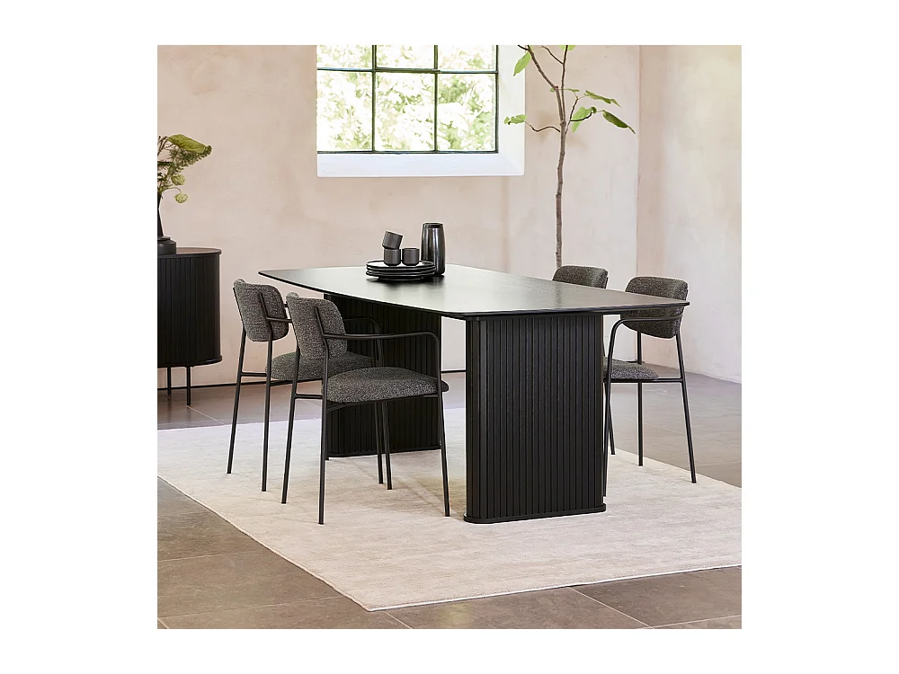 Table à manger 190 cm - Bois noir - ALBA