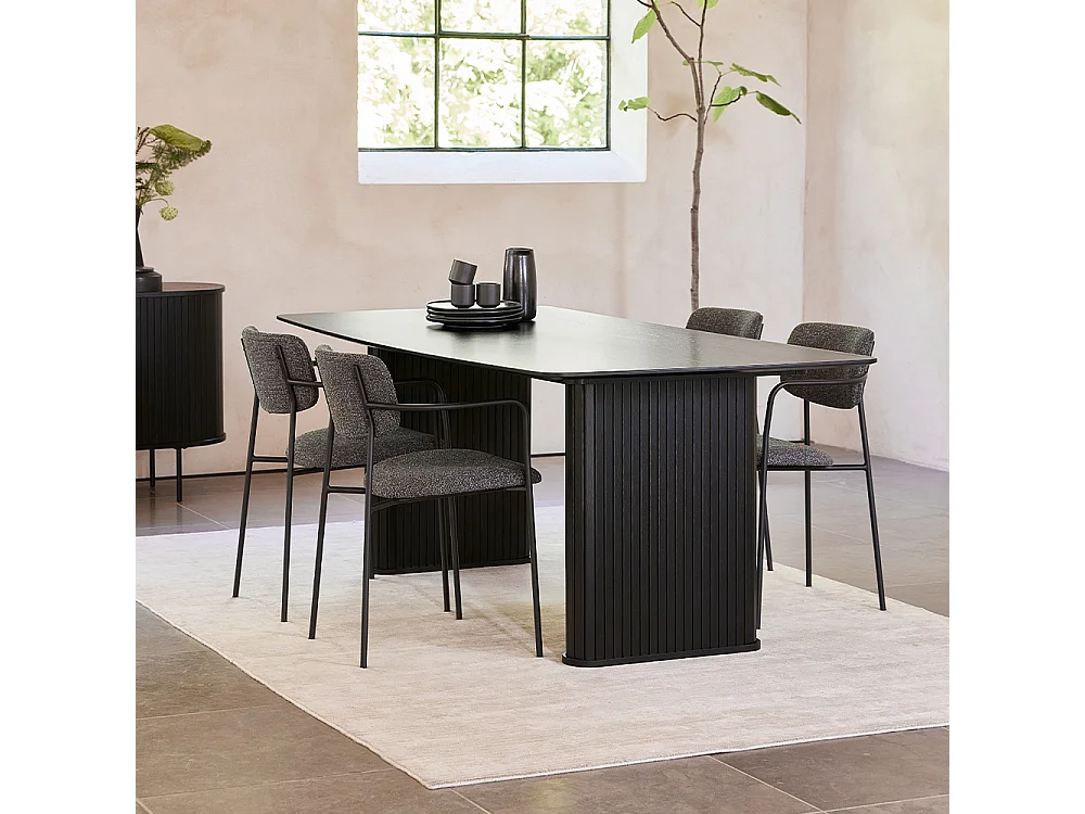 Table à manger 190 cm - Bois noir - ALBA