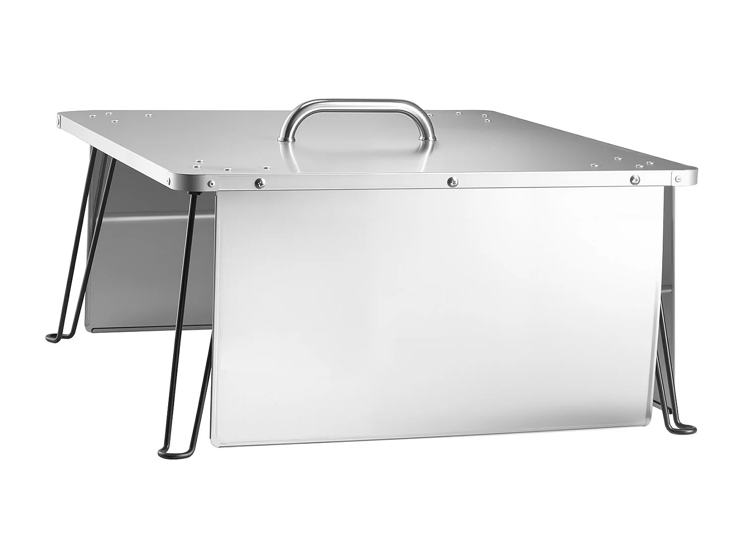 Couvercle de Brasero SucceBuy en Acier Inoxydable, 64.5 x 64.5 x 37 cm, Déflecteur de Chaleur Extérieur pour Feux de Camp, Camping et Chauffage au Bois