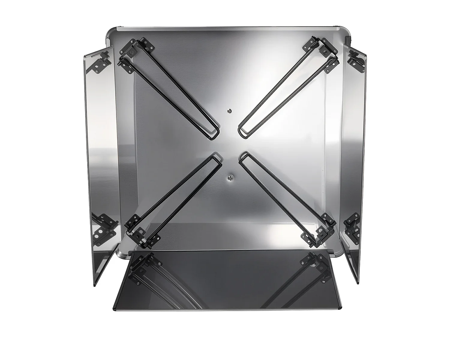 Couvercle de Brasero SucceBuy en Acier Inoxydable, 64.5 x 64.5 x 37 cm, Déflecteur de Chaleur Extérieur pour Feux de Camp, Camping et Chauffage au Bois