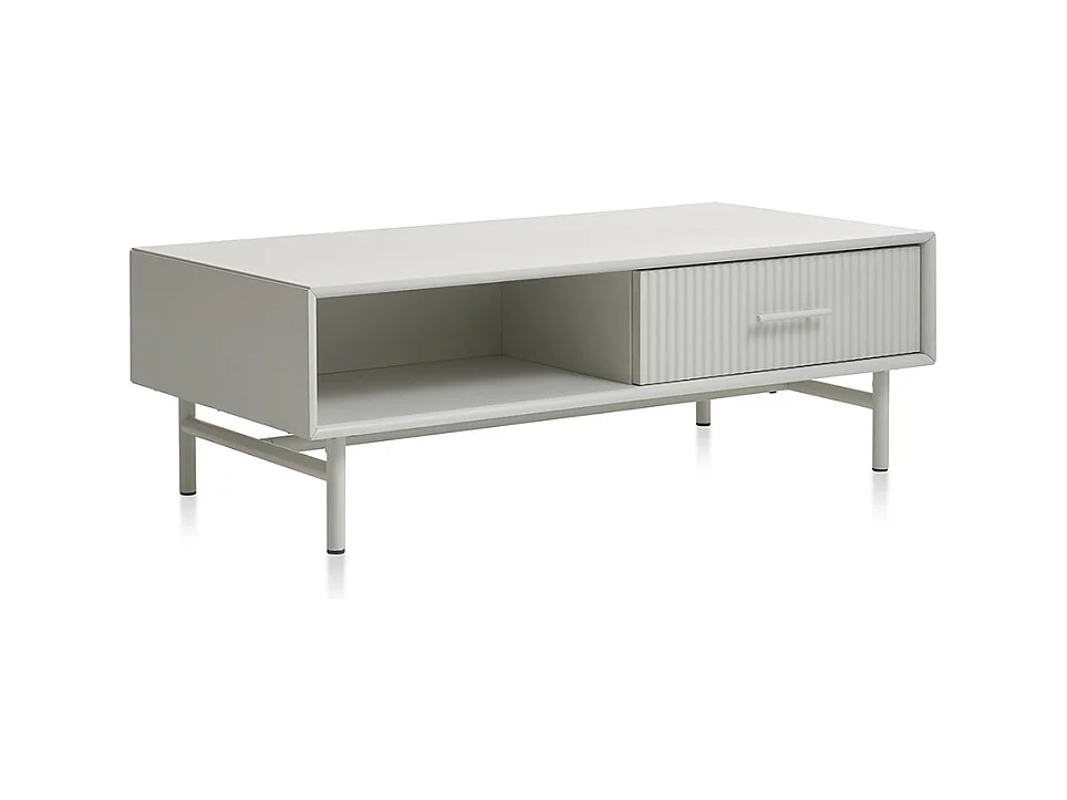 Table basse 1 tiroir 1 niche 120 cm - Bois strié - MIRANO