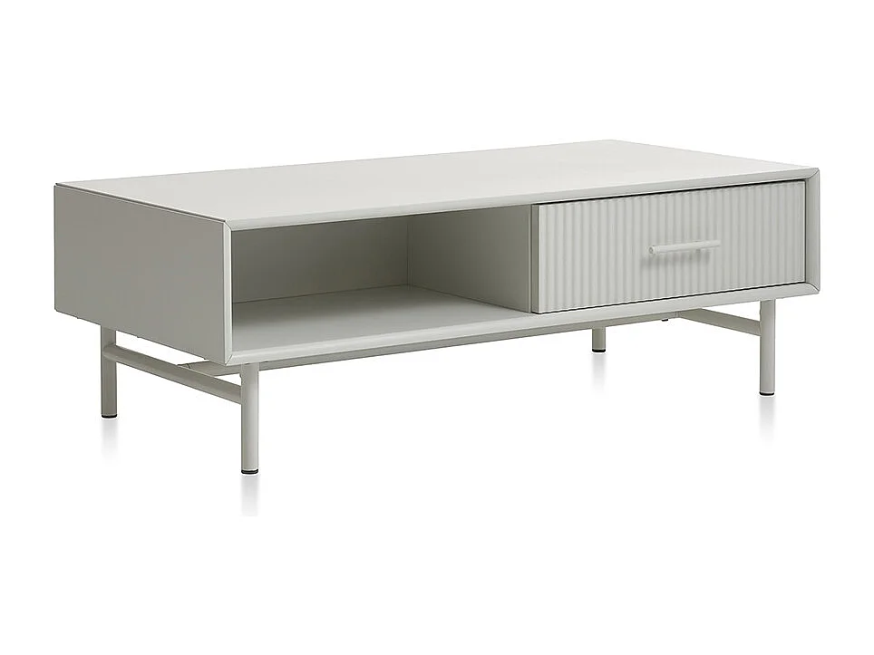 Table basse 1 tiroir 1 niche 120 cm - Bois strié - MIRANO