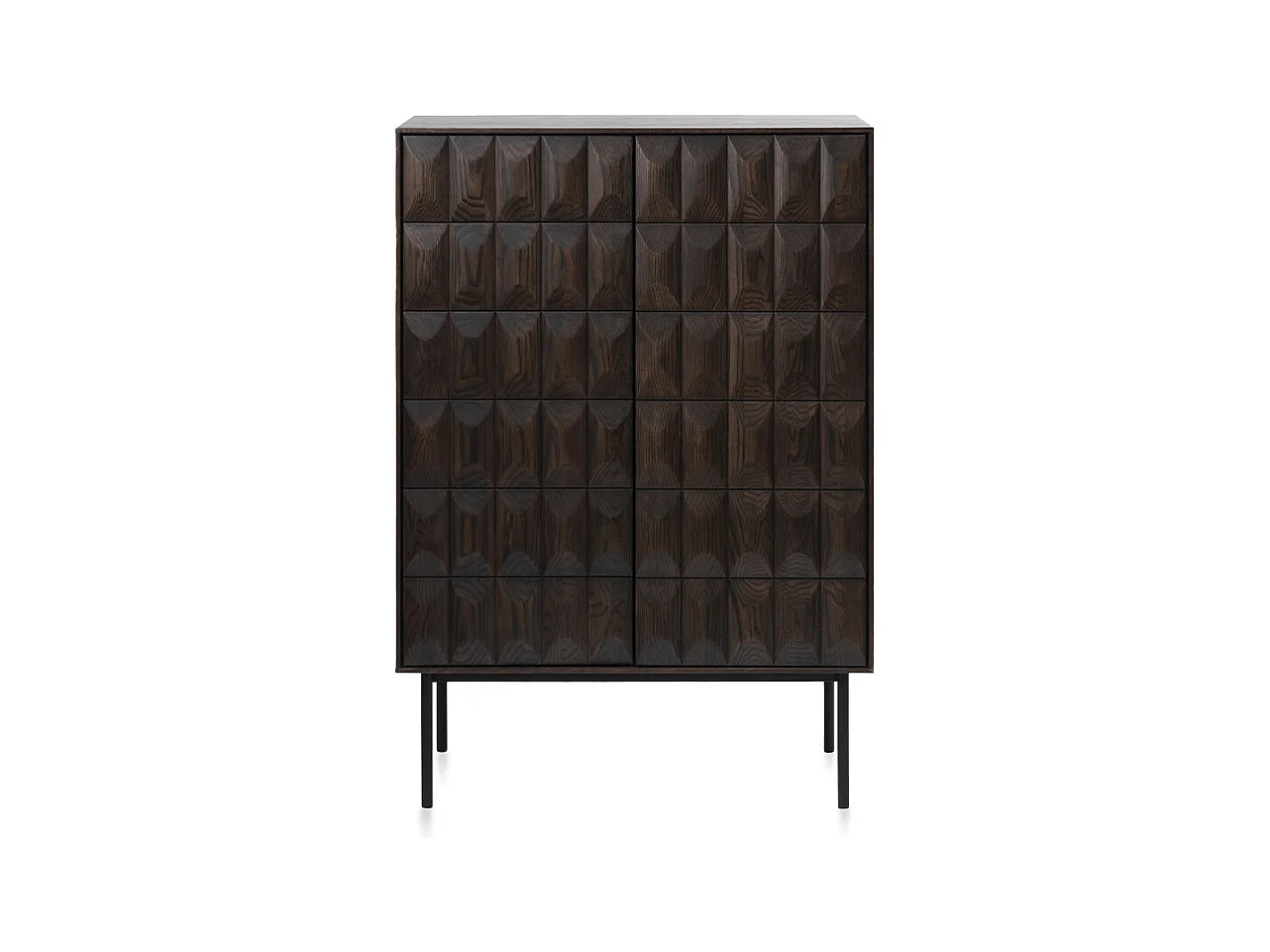 Buffet haut 2 portes 2 tiroirs bois foncé 90x130x44,8 cm