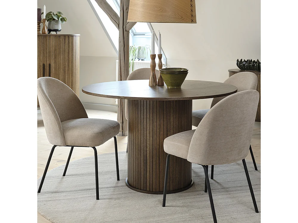 Table à manger ronde ø120 cm - Bois foncé - ALBA