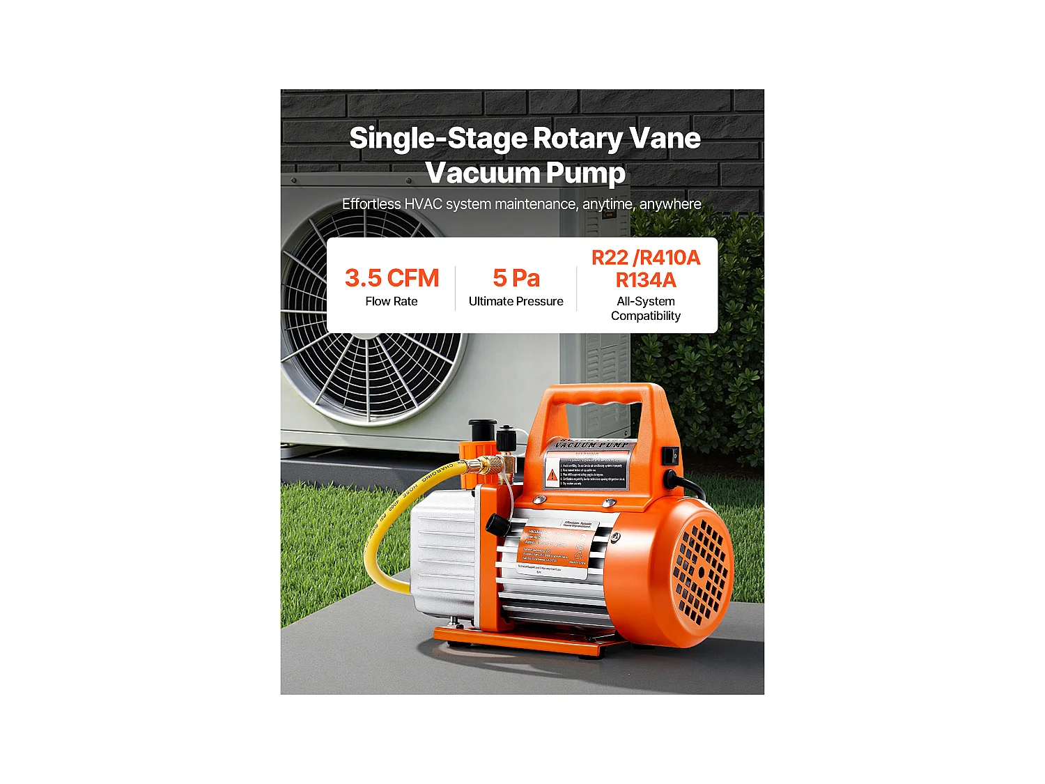 Pompe à Vide SucceBuy 100 L/min, Modèle à Palettes Rotatives 1 Étage, avec Bouteille d'Huile, Idéale pour l'Entretien des Climatiseurs Automobiles