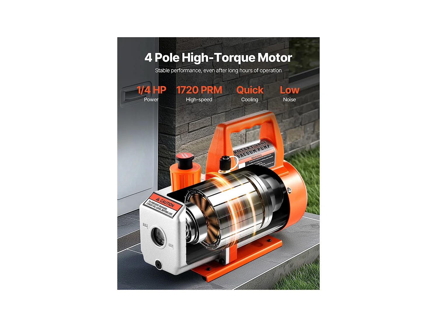 Pompe à Vide SucceBuy 100 L/min, Modèle à Palettes Rotatives 1 Étage, avec Bouteille d'Huile, Idéale pour l'Entretien des Climatiseurs Automobiles