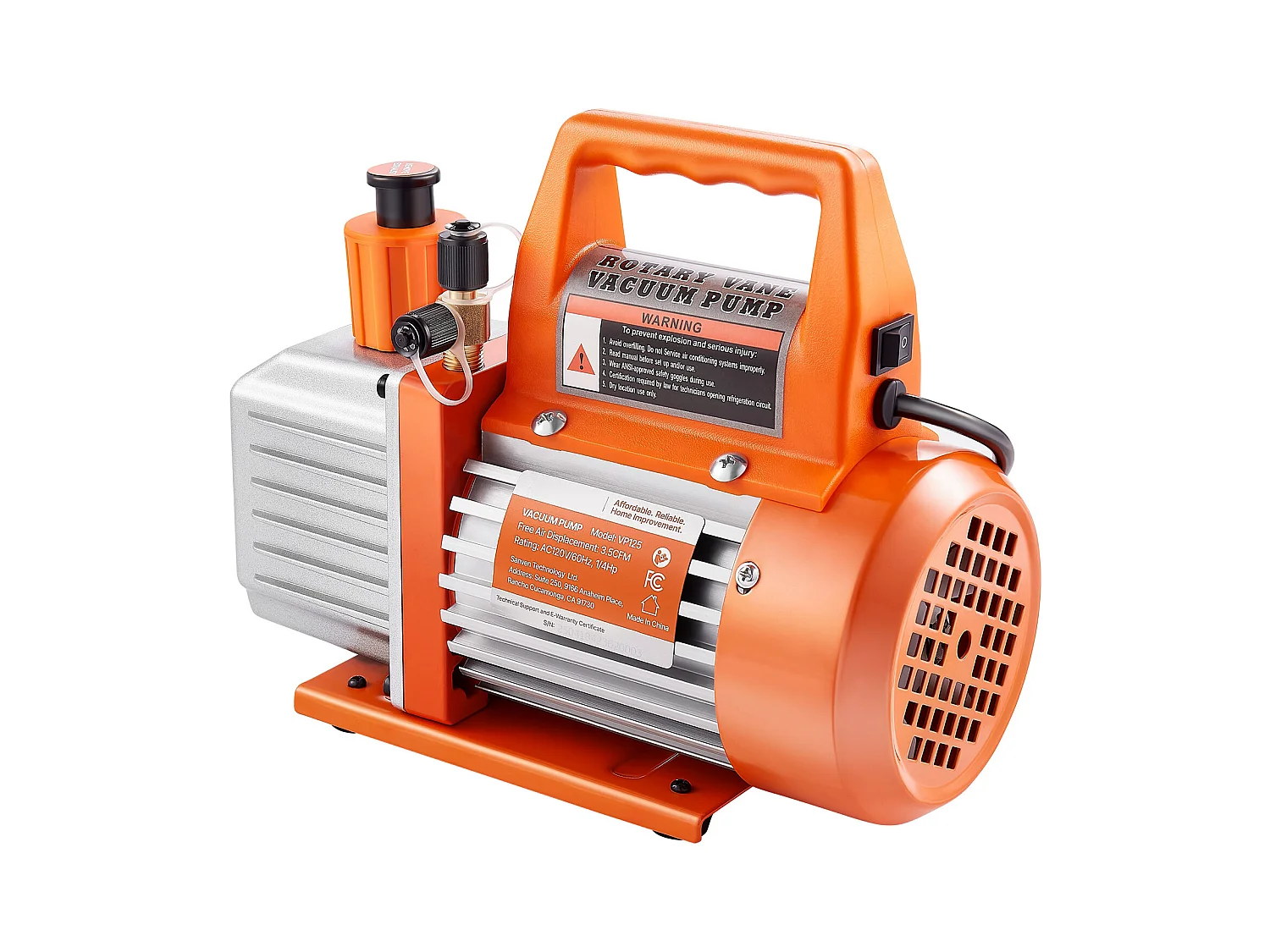 Pompe à Vide SucceBuy 100 L/min, Modèle à Palettes Rotatives 1 Étage, avec Bouteille d'Huile, Idéale pour l'Entretien des Climatiseurs Automobiles