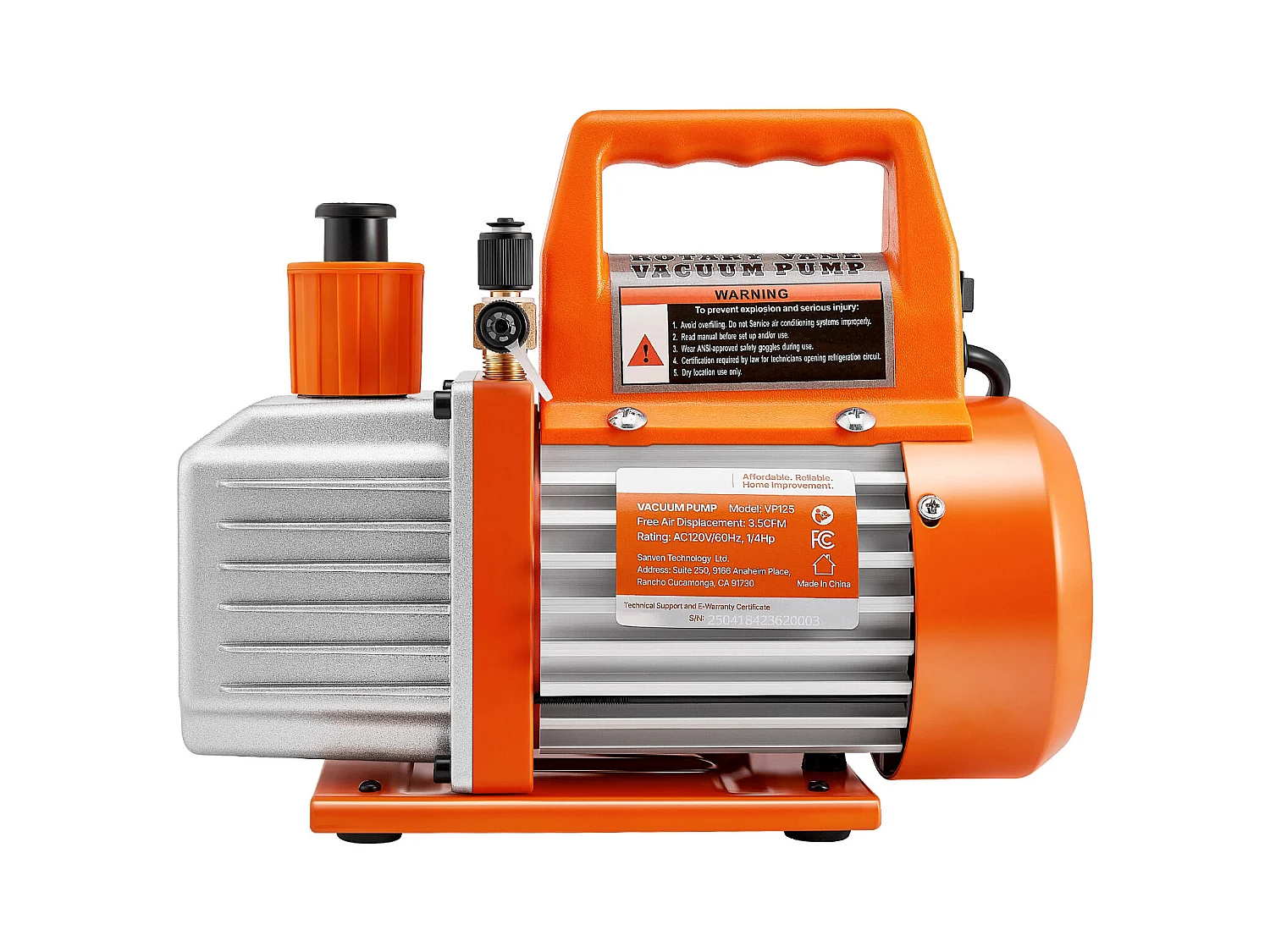 Pompe à Vide SucceBuy 100 L/min, Modèle à Palettes Rotatives 1 Étage, avec Bouteille d'Huile, Idéale pour l'Entretien des Climatiseurs Automobiles