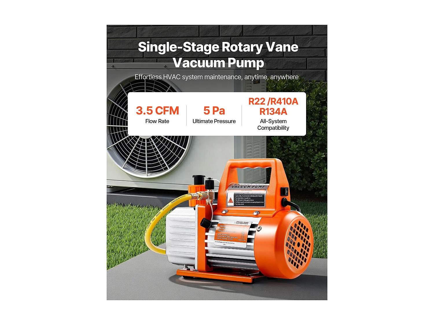 Pompe à Vide SucceBuy 100 L/min, Modèle à Palettes Rotatives 1 Étage, avec Bouteille d'Huile, Idéale pour l'Entretien des Climatiseurs Automobiles