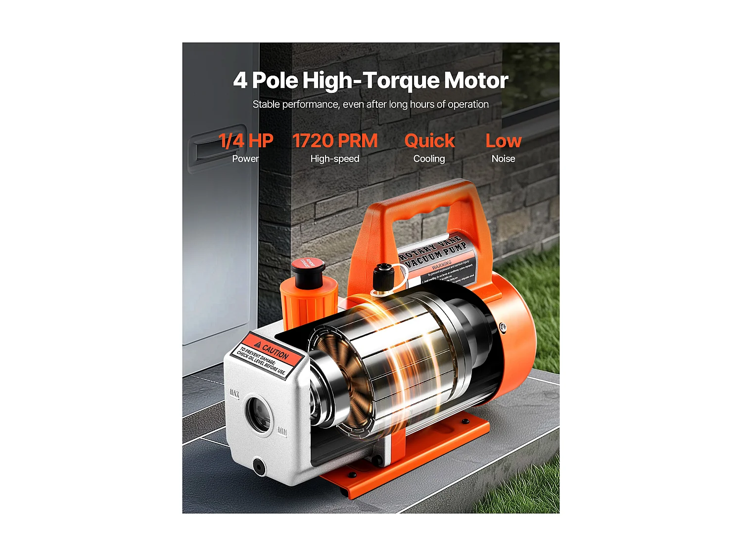 Pompe à Vide SucceBuy 100 L/min, Modèle à Palettes Rotatives 1 Étage, avec Bouteille d'Huile, Idéale pour l'Entretien des Climatiseurs Automobiles