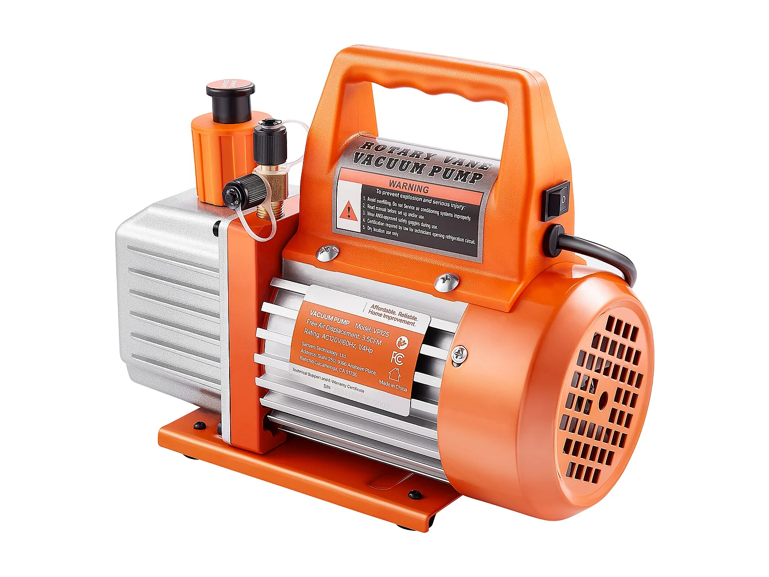 Pompe à Vide SucceBuy 100 L/min, Modèle à Palettes Rotatives 1 Étage, avec Bouteille d'Huile, Idéale pour l'Entretien des Climatiseurs Automobiles