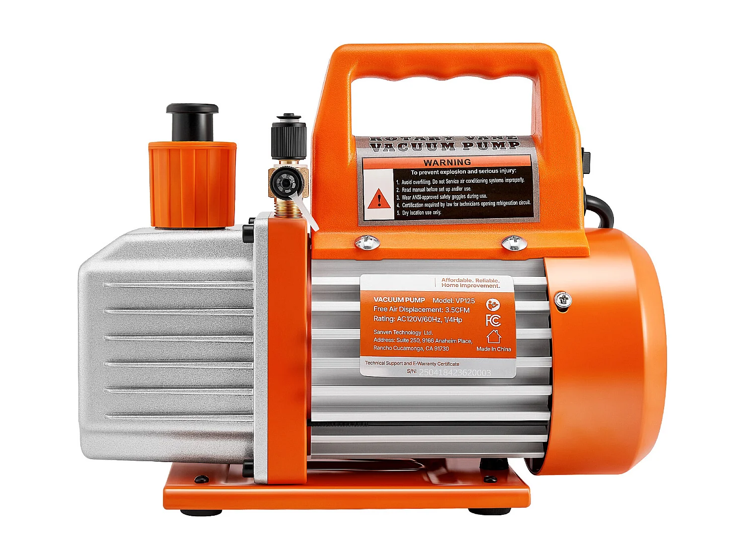 Pompe à Vide SucceBuy 100 L/min, Modèle à Palettes Rotatives 1 Étage, avec Bouteille d'Huile, Idéale pour l'Entretien des Climatiseurs Automobiles