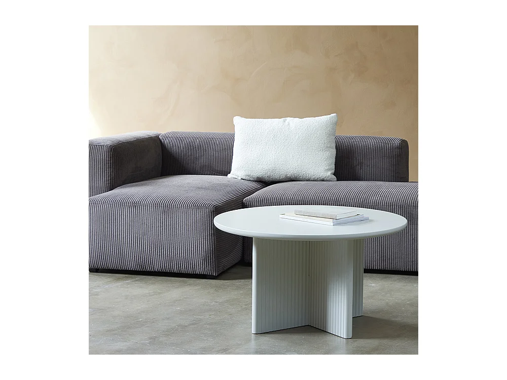 Table basse ronde ø80 cm - Bois strié - MIRANO