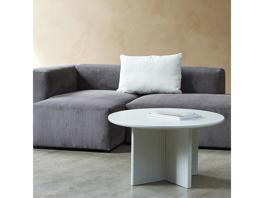 Table basse ronde ø80 cm - Bois strié - MIRANO