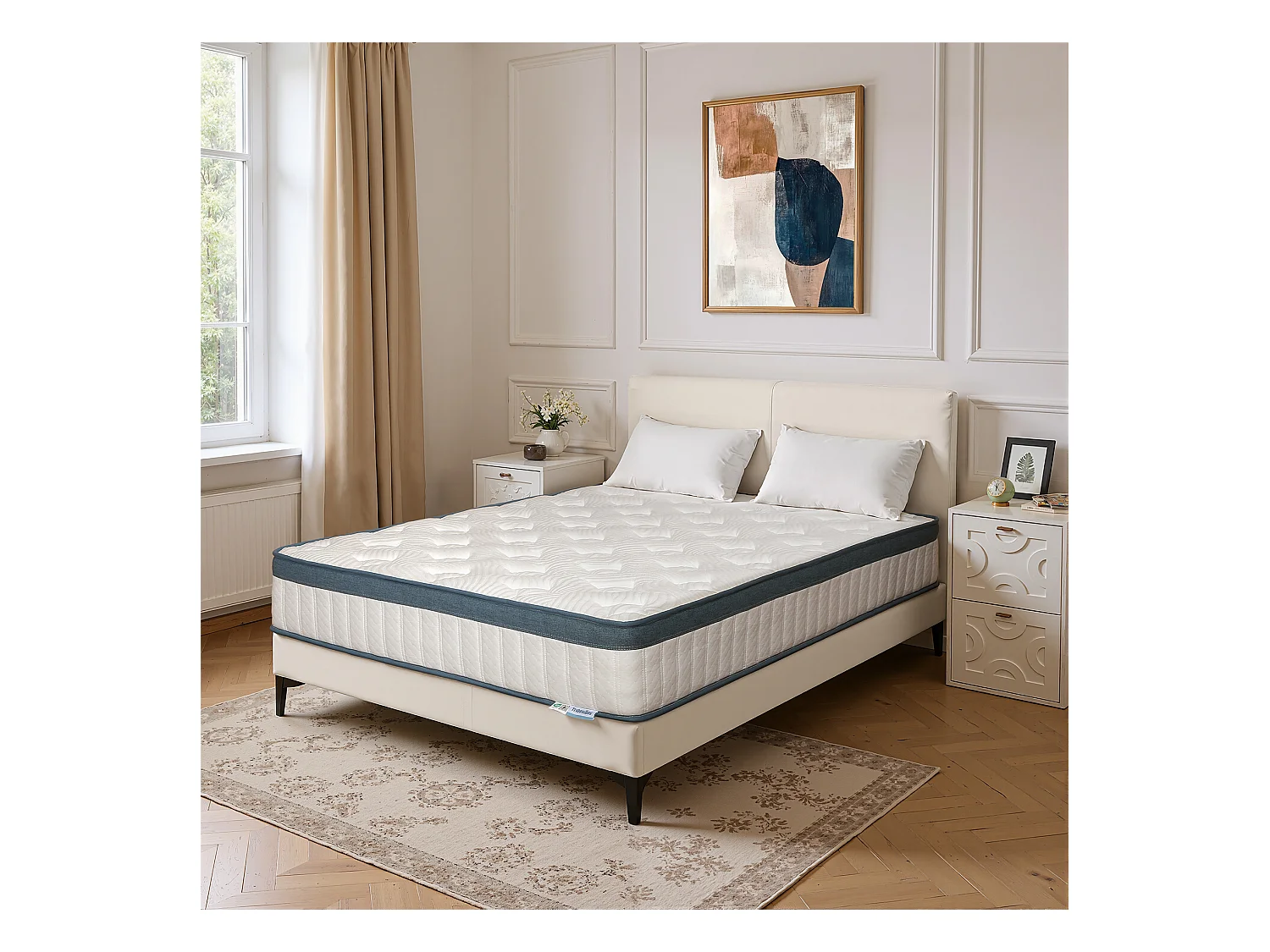 Matelas 160 x 200 cm, hauteur 25 cm, matelas à ressorts ensachés, dureté moyenne H3, matelas à ressorts avec mousse à mémoire de forme en gel