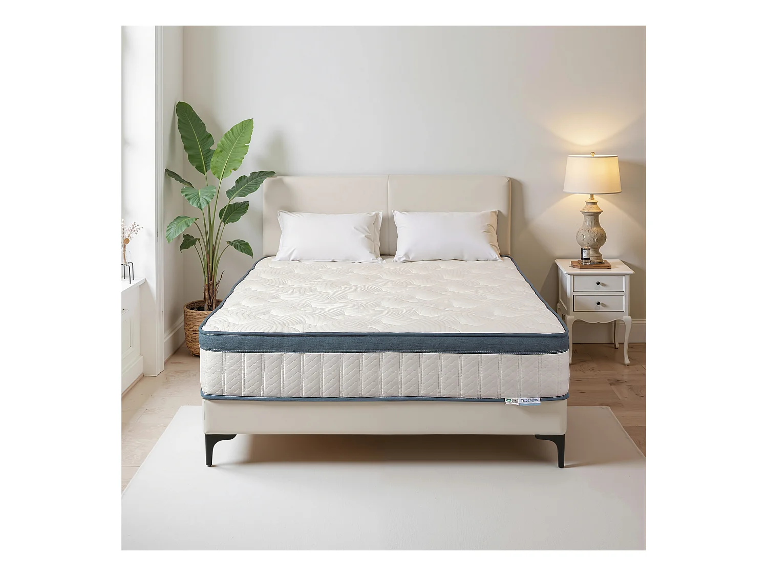 Matelas 160 x 200 cm, hauteur 25 cm, matelas à ressorts ensachés, dureté moyenne H3, matelas à ressorts avec mousse à mémoire de forme en gel