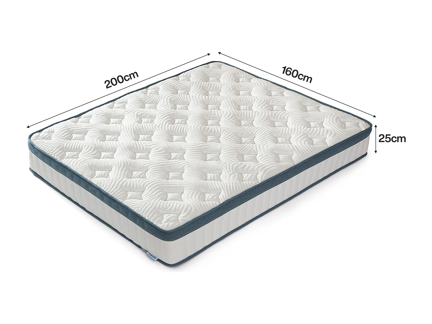 Matelas 160 x 200 cm, hauteur 25 cm, matelas à ressorts ensachés, dureté moyenne H3, matelas à ressorts avec mousse à mémoire de forme en gel