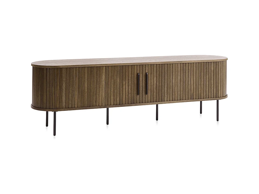 Meuble bas 2 portes 180 cm - Bois foncé - ALBA