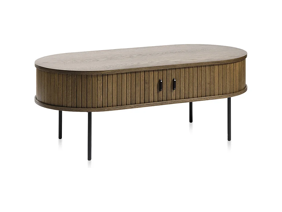 Table basse 2 portes 120 cm - Bois foncé - ALBA