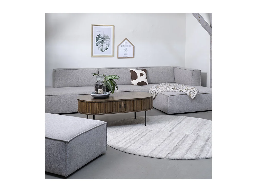 Table basse 2 portes 120 cm - Bois foncé - ALBA