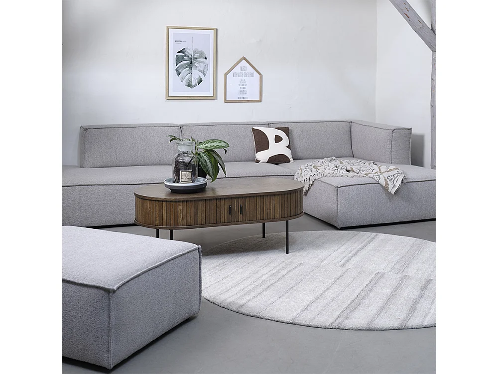 Table basse 2 portes 120 cm - Bois foncé - ALBA