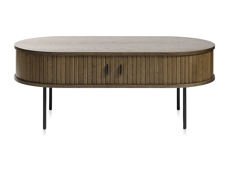 Table basse 2 portes 120 cm - Bois foncé - ALBA