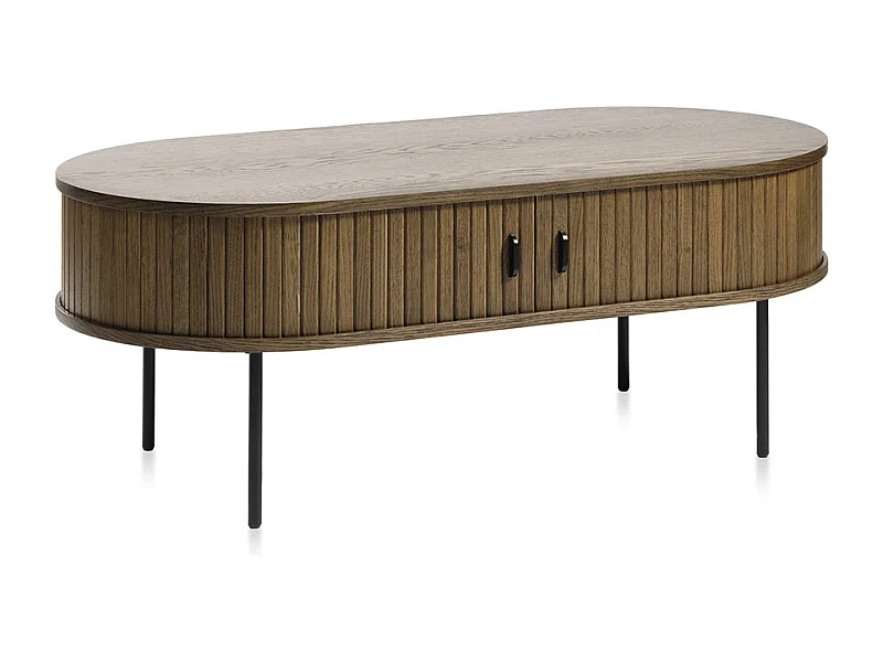 Table basse 2 portes 120 cm - Bois foncé - ALBA