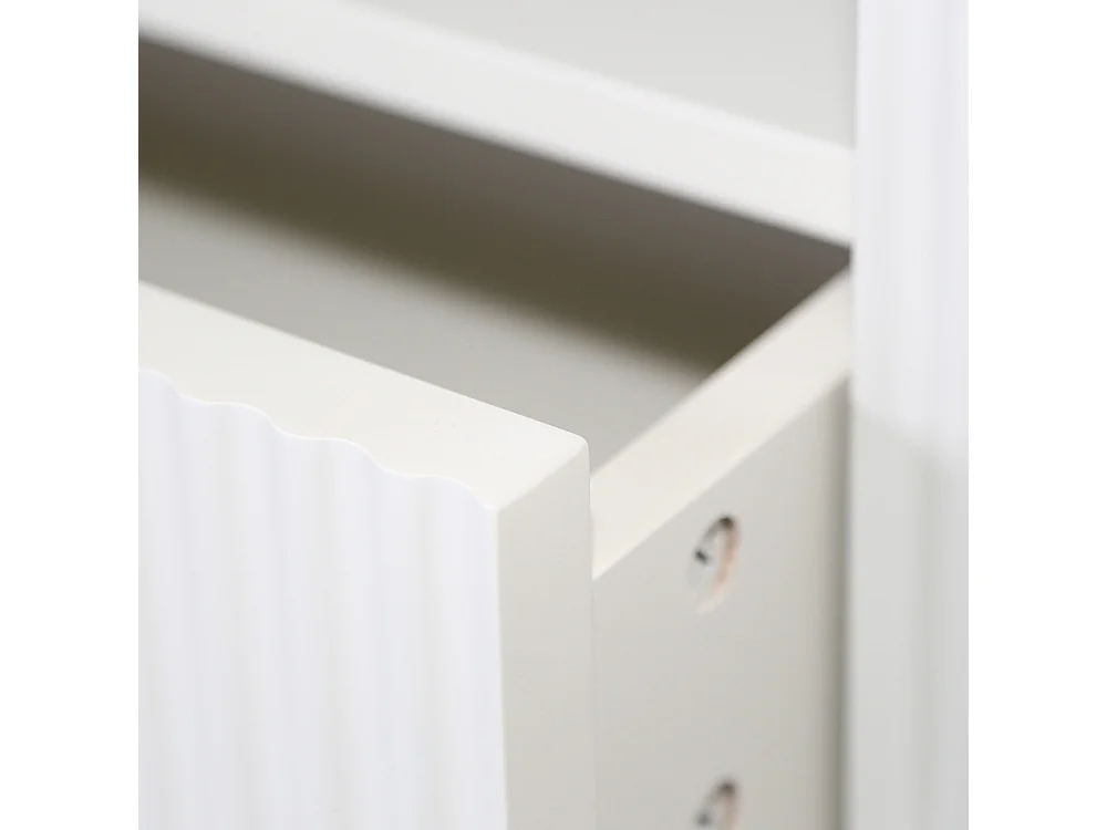 Meuble TV 2 portes 1 tiroir 1 niche 140 cm - Bois strié - MIRANO