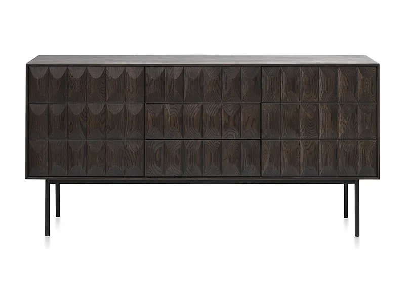 Buffet 2 portes 3 tiroirs 160 cm bois foncé 160x80x45 cm