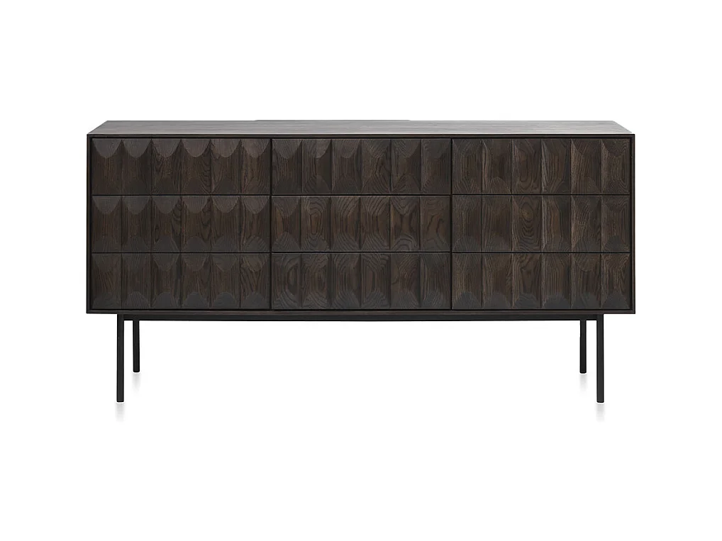 Buffet 2 portes 3 tiroirs 160 cm bois foncé 160x80x45 cm