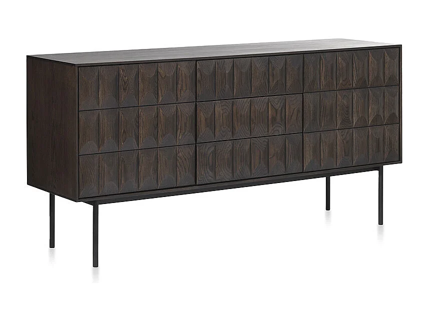 Buffet 2 portes 3 tiroirs 160 cm bois foncé 160x80x45 cm