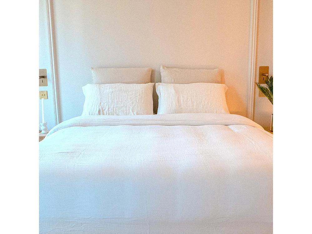 Drap-housse gaze de coton écrue 140x190 cm