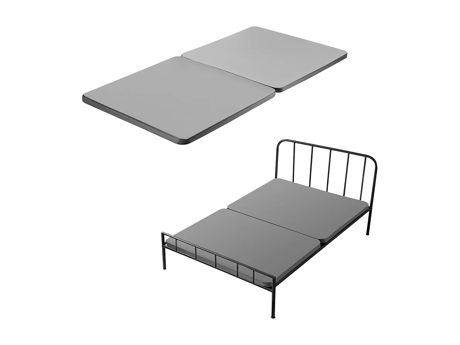 Bedplank SucceBuy Bunkie Board voor Dubbele Bedden ,190 x 133 x 3.8 cm, met Bestendig Oxford Stof 200D, Houten basis , 2-delig Ontwerp in Grijs