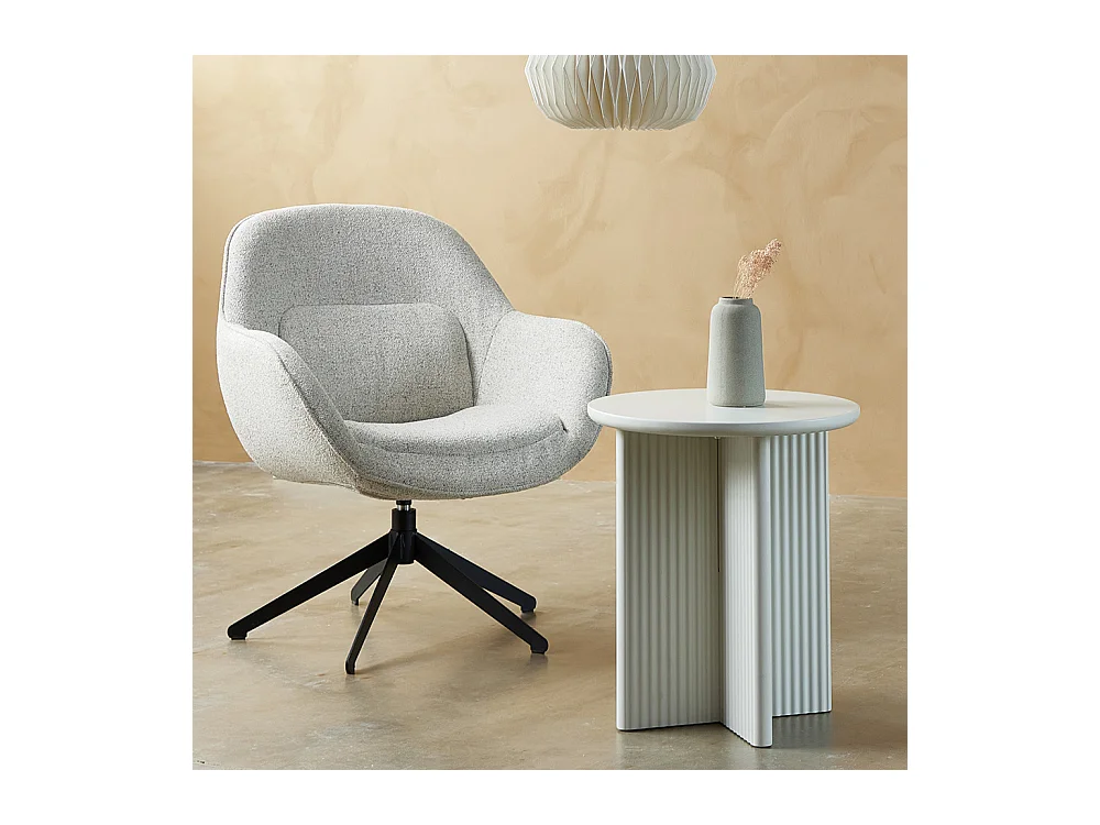 Table d'appoint ronde ø50 cm - Bois strié - MIRANO