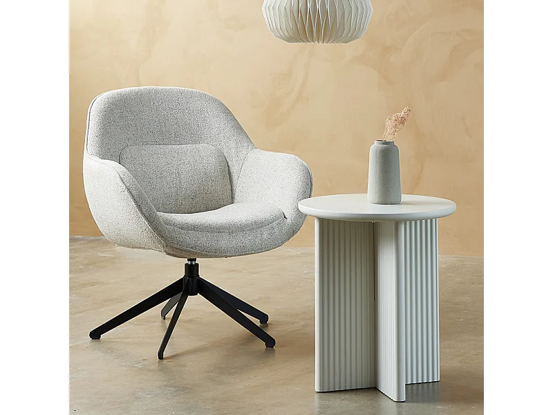 Table d'appoint ronde ø50 cm - Bois strié - MIRANO