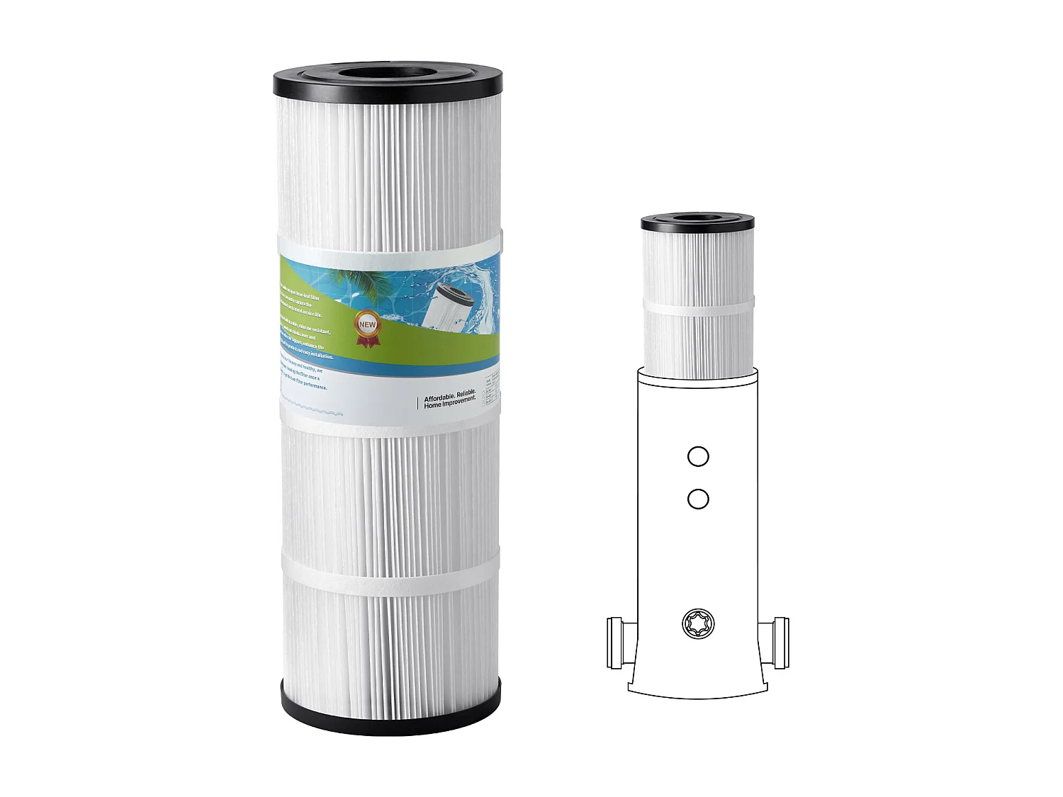 Zwembadfiltercartridge SucceBuy, 4,6 m², Vervangingscartridge voor Spa en Jacuzzi, Compatibel met Hayward C500, CX500-RE, Pleatco
