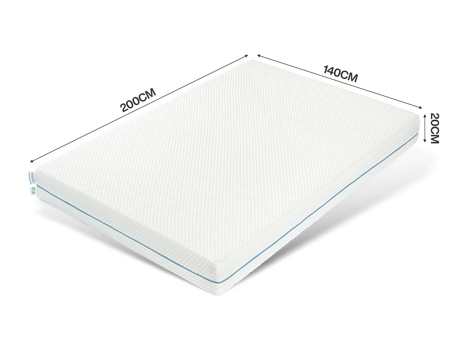 Matelas 140x200 cm, Épaisseur 20 cm, Matelas en Mousse à Mémoire de Forme, 7 Zones H3 Fermeté Moyenne, Soutien Parfait, Réversible à Deux Faces Utilisables