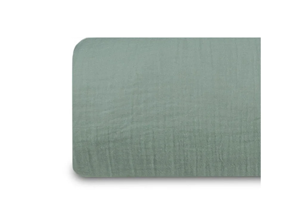 Drap - housse gaze de coton vert sauge 180x200 cm