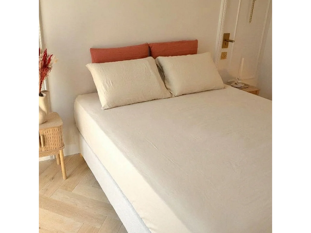 Drap - housse gaze de coton vert sauge 180x200 cm
