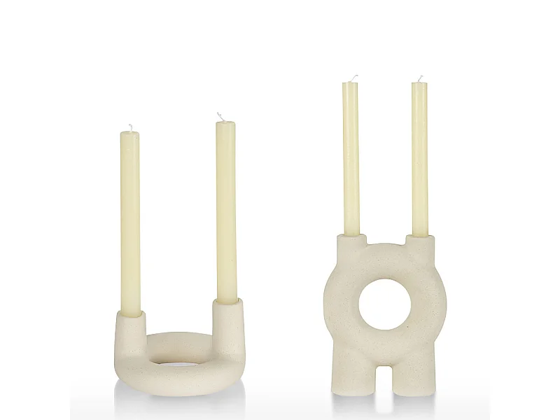 Set 2 chandeliers céramique écru CORALLO