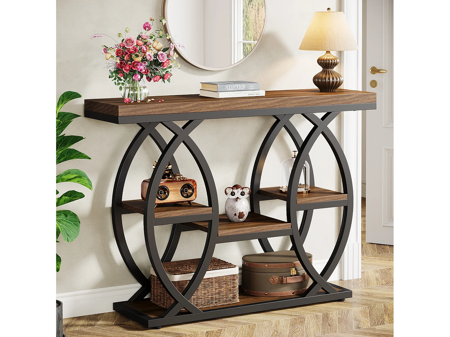 Tavolino rotondo moderno con piano in finto marmo bianco, tavolino da caffè, tavolino da cocktail