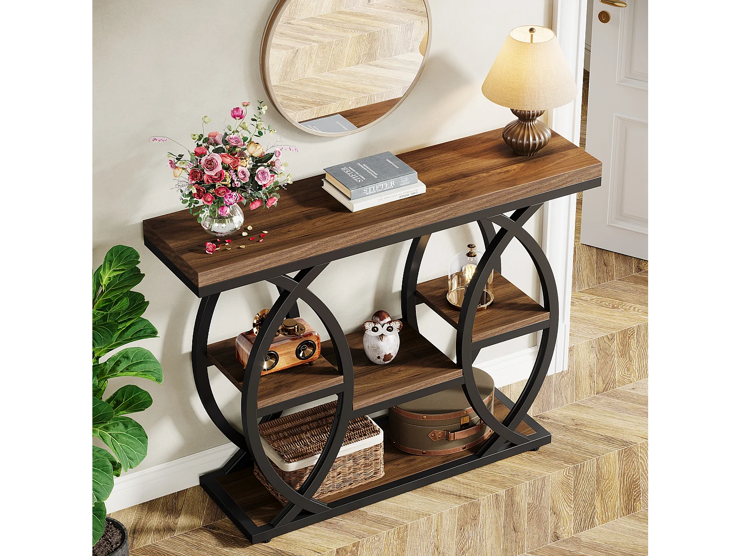 Tavolino rotondo moderno con piano in finto marmo bianco, tavolino da caffè, tavolino da cocktail