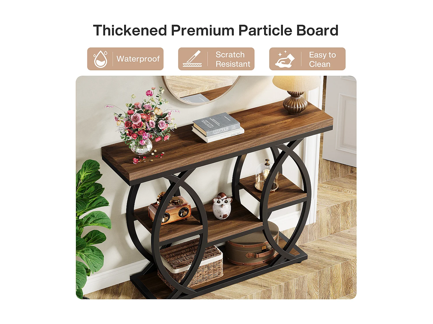 Tavolino rotondo moderno con piano in finto marmo bianco, tavolino da caffè, tavolino da cocktail