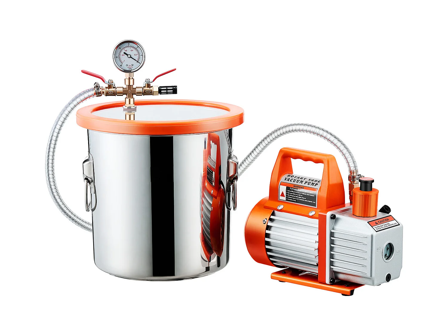 Pompe à Vide SucceBuy de 11,36 L avec Pompe, 99 L/min, en Acier Inoxydable, Kit de Chambre de Dégazage, Couvercle en Verre Trempé, Tuyau de 1,5 m